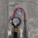 Tire Pressure Gauge with Inflator, 220 PSI Air Pressure Gauge for Tires, 2.5" Pressure Reader, Extended Straight-on Air Chuck Q-049