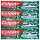 Colgate Max Fresh Whitening Toothpaste with Mini Strips, Clean Mint Toothpaste for Bad Breath, Helps Fight Cavities, Whitens Teeth, and Freshens Breath, 6.3 Ounce (Pack of 4)