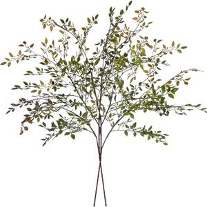 Ttranewsoo Artificial Greenery Stems, 43.3" Nandina Branches Tall Faux Plant Stems for Vase, Greenery Decor Stems Leaves Bunches for Shop Garden Office Home Dcor,2Pcs,Orange