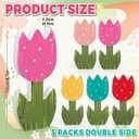 5 Pcs Retro Spring Tulip Wooden Table Sign Rustic Farmhouse Tulip Tabletop Centerpiece Colorful Flower Blocks Tiered Tray Decoration for Home Party Office Mantel Decor
