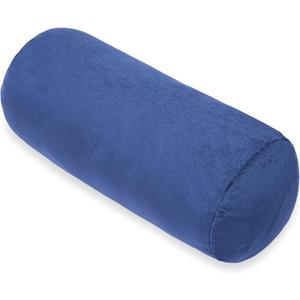 Bolster Pillow with Removable Velvet Cover, Round Cylinder Neck Roll Pillow for Head, Back, Leg Support, Decorative Bed and Couch Pillow 16 x 6 Inches (Blue)