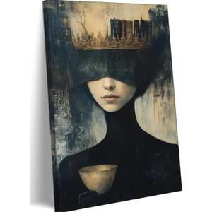 Gothic Canvas Wall Art Dark Academy Painting Picture Wall Decor Victorian Woman Poster Print Artwork for Bathroom Living Room Gallery Library Corner Bedroom Home Decoration, 24"Lx 16"W