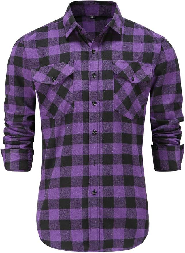 Dioufond Mens Flannel Shirt Long Sleeve Camisas de Franela para Hombre, XL