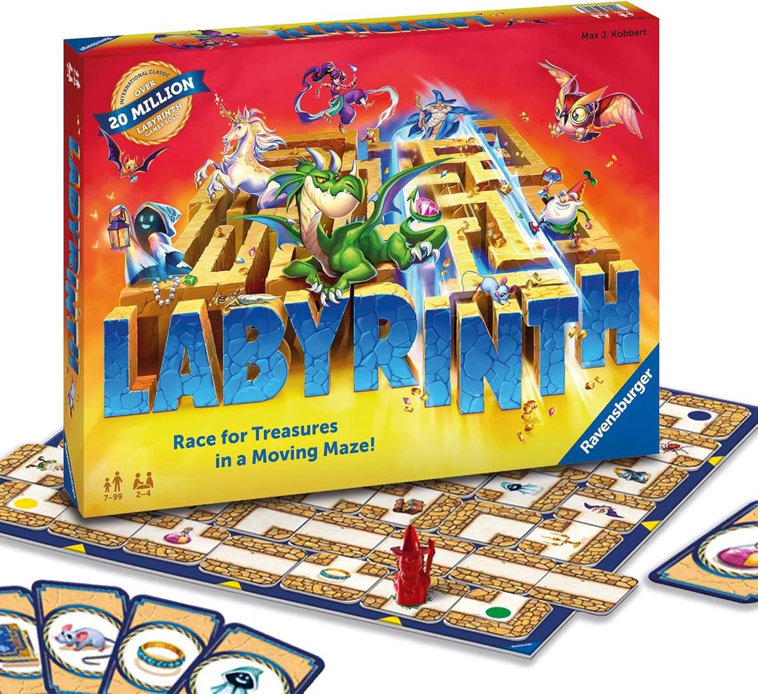 Ravensburger Labyrinth Board Game - A Strategic Maze Challenge for Family Nights - Find Treasures & Block Opponents - MESH Accredited - Great Birthday Gift - 2-4 Players - Kids Ages 7-10 and Older