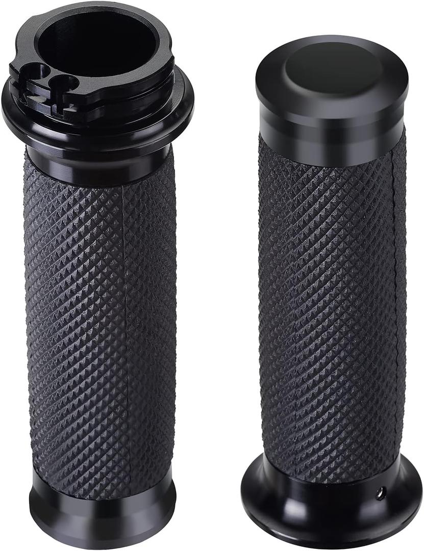 Motorcycle Black Hand Grips 1 Inch Handlebar Grips Universal Compatible for Harley Honda Kawasaki Suzuki Yamaha Bobber Chopper Cafe Racer