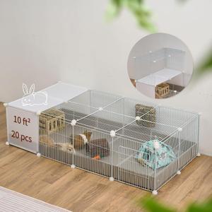 Guinea Pig Cages with Lid & Corrugated Liner 10ft CNC Small Animal Playpen Indoor Rabbit Bunny Cage Large Critter Loft Habitat Hedgehog Pet Hutch 55x28x14inch