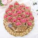 Kingdder 24 Pcs Mini Magnet Dried Flower Bouquets Baby Shower Favors for Guests Rustic Babys Breath Bridal Shower Wedding Baptism Favors with Thank You Cards Return Gifts Wedding Souvenir(Pink)