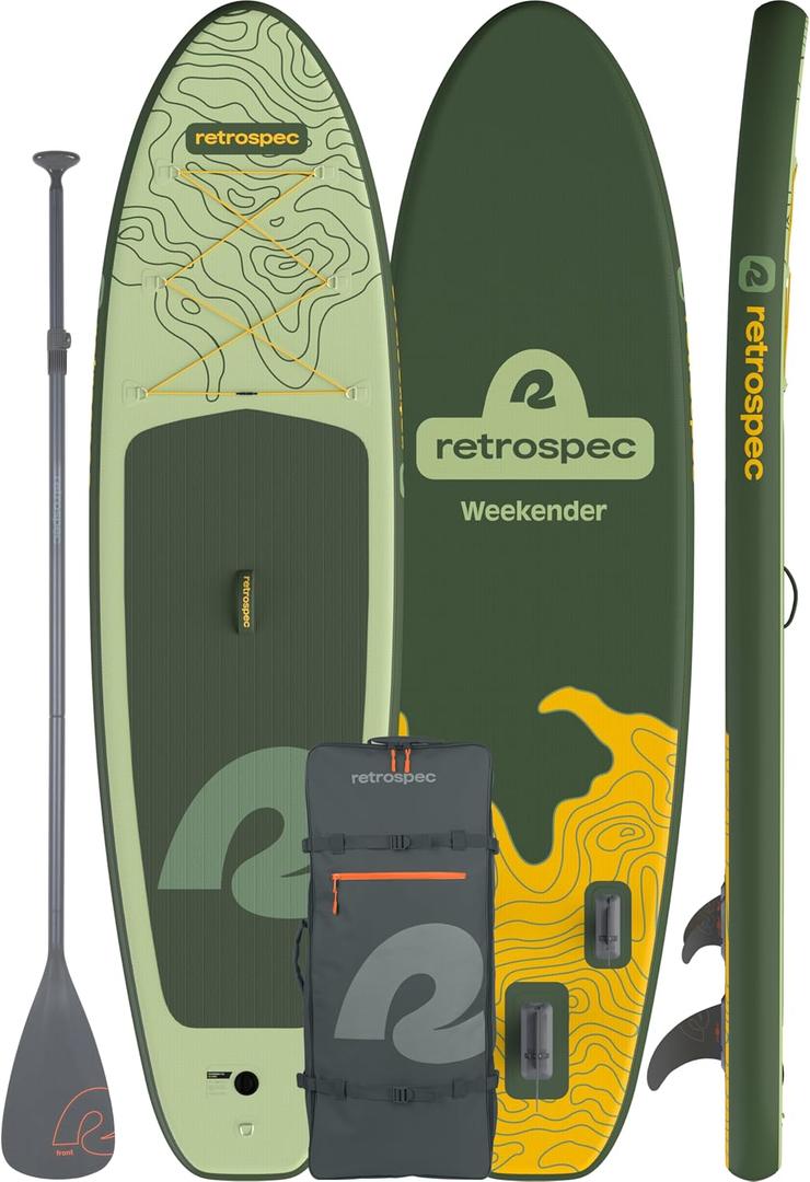 Retrospec Weekender Inflatable Stand Up Paddle Board Includes Paddle, Pump, and Accessories 10’6” Lightweight iSUP, Puncture Resistant Inflatable Paddle Board for Adults