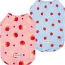 Fitwarm 2 Pack Ice Cream & Cherry UPF 50+ UV Sun Protection Dog Shirt, Lightweight Cooling Vest, Quick Dry Summer Clothes for Small Dogs Girl, Pet Outfit, Pink, Light Sky Blue, XL