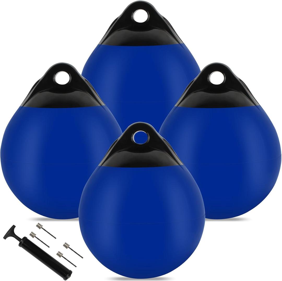 10/12/15 inch Boat Buoy Balls Anchor Buoy Float Round Boat Fenders,Vinyl Inflatable Boat Mooring Buoys,Boat Buoys Bumpers for Docking/Anchoring/Marking - Multi Color Optional (4 Pack)