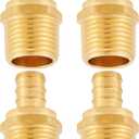 Lead-Free Brass 1/2" Pex Fittings,1/2 Pex Male Adapter, PEX 1/2" x 1/2" NPT Male Threaded Adapter, 1/2" Pex to 1/2" Male NPT Fittiings 4pcs(PEX 1/2" x 1/2" NPT Male)