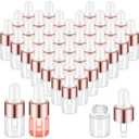 100 Pcs Mini Glass Oil Dropper Bottle Bulk, 2 ml Rose Gold Clear Essential Small Empty Bottles Sample Containers Perfume Liquid Vials with Cap for Traveling