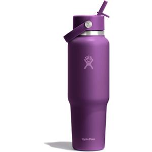 Hydro Flask Travel Water Bottle - Insulated Stainless Steel - Wide Straw Lid, Non Spill, Leakproof in 40 Oz Beachplum Purple