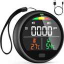 Portable Carbon Monoxide Monitor for Travel  3-in-1 Rechargeable CO Level Monitor with Temperature & Humidity Display, 220H Runtime for Hotel, Camping, Car & RV (Black)