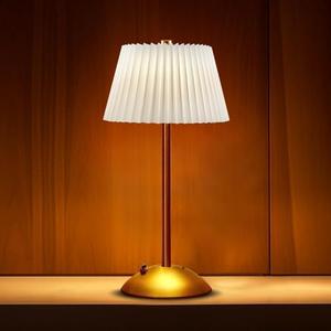JHPGEOE Cordless Metal Desk Lamp,Touch Sensor Control LED Table Lamp,3 Way Dimmable Nightstand Lamp with Fabric Shade Desk Lamp for Living Room, Dorm, Home Office (White)