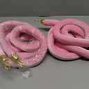 4 Pcs 5 Feet Pink Velvet Stanchion Rope Crowd Control Ropes with Polished Gold Hooks for Movie Theater Party Hotels Wedding Grand Openings