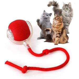 Rocfish Durable Interactive Cat Toys for Indoor Cats, Smart Automatic Cat Chase Ball Toy, Upgraded Speedy Tail Kitten Toy for Bored Indoor Adult Pets (Red)
