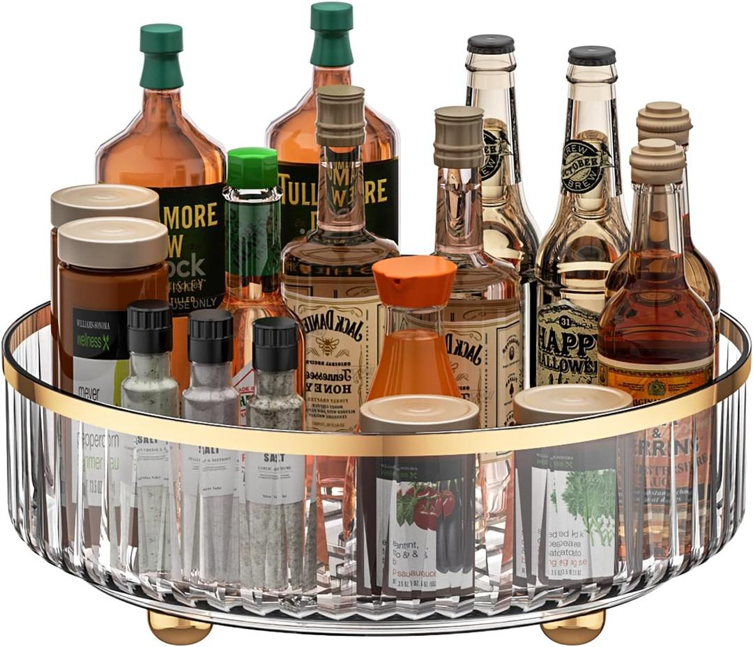 Clear Lazy Susan Pantry Organizers and Storage, 11 Turntable Organizer, 360 Rotating Storage Rack for Kitchen, Pantry, Cabinet, Dining Table, Fridge, Countertop, Vanity, Food Storage