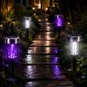 2026 New Solar Bug Zapper Outdoor Waterproof,Mosquito Zapper Rpellent Outdoor Patio,Purple & White Light,Auto-On at Dusk,Effective Fly Insect Gnat Zapper Trap for Yard,Garden,Backyard,Pathway
