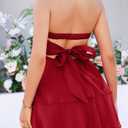 LAGSHIAN Women's Sexy Strapless Backless Mini Dress Tube Top Petal Ruffle Cocktail Party Dresses (Red)