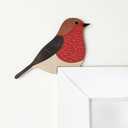 2 x Wooden Robin Door Toppers, Bird Door Corner, Christmas Gift for Nature Lovers, Robin Pair Decor, Kids Room Decor, Christmas Gifts, Ideal Housewarming Gift, 5.5x5 inches