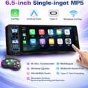 Single Din Car Stereo, 6.5 Inch in-Cell Touch Screen, Wireless Apple CarPlay Android Auto, Bluetooth 5.2, 180W Amplifier, Car Radio, Dual USB + Type-C, Backup Camera, Universal Fit for One Din Cars
