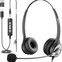 Wantek Headset with Microphone for PC, USB Wired Headphones - USB-C Over-Ear 3.5mm Headsets with Noise-Cancelling Microphone for Laptop - Computer Headphones with Mic in-line Control for Home