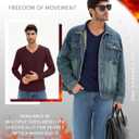 3 Pack Men's Thermal Shirts Big and Tall Fleece Lined Long Sleeve V Neck Base Layer Raglan Curved Hem Warm Tops (XXXL)
