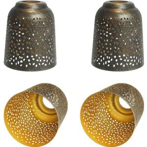 Ceiling fan light covers 4 Pack replacements with 1.6" Fitter, ALUCSET 5.6" Height and 5"Diameter, Metal Bell Shaped light fixture cover Fits pendant light shade Chandeliers Wall Sconces Lights (Bronze Gold)