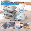 9 Pack Vacuum Storage Bags for Travel with Rechargeable Cordless Pump, Space Saver Bags for Clothes, Compression Packing Bags for Luggage and Suitcase, Blue
