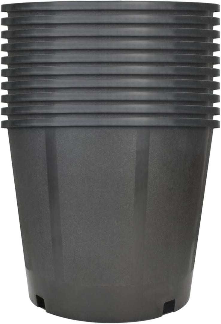 10pcs Short 3 Gallon Pots for Plants, Sturdy Plastic Planter Pots with Drainage Holes, Large Plastic Planters, Garden Planter Pots for Seedlings, Succulents