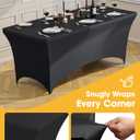 Niuara 4-Pack Black Spandex Tablecloths 72"x30"x30" Stretch Fitted Table Covers for 6ft Rectangle Folding Tables, Wrinkle-Resistant Tablecloth for Wedding, Banquet & Outdoor Events