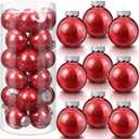 Soaoo 24 Pcs Christmas Ball Ornament 2.36 Inch Shatterproof Glitter Ball for Christmas Tree Decoration Small Hanging Xmas Tree Ornament for Xmas Holiday Wedding Party(Red)