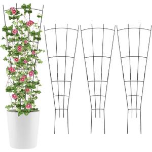 4 Pack 32'' Black Metal Plant Trellis Indoor/Outdoor, Fan Shape, Stainless Steel, Modern Style, Easy Assembly