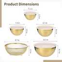 5 PCS Golden Mixing Bowls, Stainless Steel Salad Bowls with Airtight Lids, Mirror Finish Nested Mixing Bowl Set with Mesh Strainer, 4 Bowl Sizes for Baking, Meal Prep, Food Serving