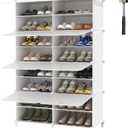 AWTATOS Shoe Rack, 8 Tier Shoe Storage Cabinet with Door, 32 Pair Shoe Organizer Shelves for Closet Hallway Bedroom Entryway, White