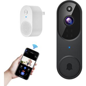 Orbitell Wireless Wi-Fi Video Doorbell Camera with Two Way Audio, AI Motion Detection, Night Vision and Cloud Storage, 2.4G Wi-Fi only (Black)