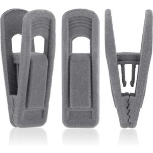 Tinfol Gray Velvet Hanger Clips 24 Pack, Non-Slip Flocked Clips for Pants, Skirts, Suits - Strong Finger Clips with Large Opening, Perfect for Slim-Line Velvet Hangers