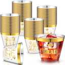 72 Pieces Graduation Cups 2025 9 oz Gold Plastic Cups Clear with Gold Foil Rim for Congrats Grad 2025 Graduation Party Decorations Supplies Tableware Decorations,3 Designs