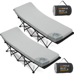 CYMULA Camping Cot Mattress 2in Memory Foam Sleeping Pad,Soft Warm Non-Slip Camping Mattress Topper with Retaining for Adults,Portable Roll up Pad for Travelonly Mattress