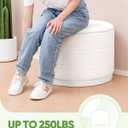 B FSOBEIIALEO Round Velvet Storage Ottoman with Tray, Folding Ottoman with Storage Coffee Table Foot Rest for Dorm Room, Living Room White, 22.83"x22.83"x17.32"