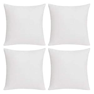Deconovo Decorative Throw Pillow Covers（Covers ONLY, No Inserts）- Set of 4 Soft Linen Cushion Covers, 18x18 Inch, Green & Machine Washable Pillowcases for Sofa, Bedroom, Living Room Décor, White