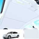 2 in 1 Glass Roof Sunshade for Model Y, Non-Sag Foldable Sunroof Sun Shade UV Reflector for 2021-2023 Tesla Model Y(Original Car Color)