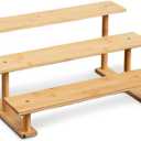 CROISSANT Bamboo and Wood 3 Tier Cupcake Stand, Food Display Risers for Party , Statues and Lego Displays, Cologne Stand, Perfume Display Stand3 Tier1Pack