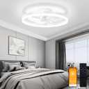 VOLISUN Low Profile Ceiling Fan with Lights and Remote, 15.7in Bladeless Ceiling Fans with light Flush Mount, 3000K-6500K Dimmable Modern LED Fan Light, White Fandelier Ceiling Fans for Bedroom