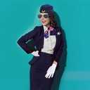 Flight Costume Set Beret Scarf White Gloves Sunglasses Airplane Pin Role Play Party Halloween Cosplay