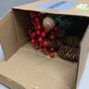 XmasExp Set of 2 Outdoor Christmas Tree with Lights Small Planter Bushes Battery Operated Artifical Urn Filler Outside Christmas Decorations for Front Porch,Yard,Pathway (Dark Green)