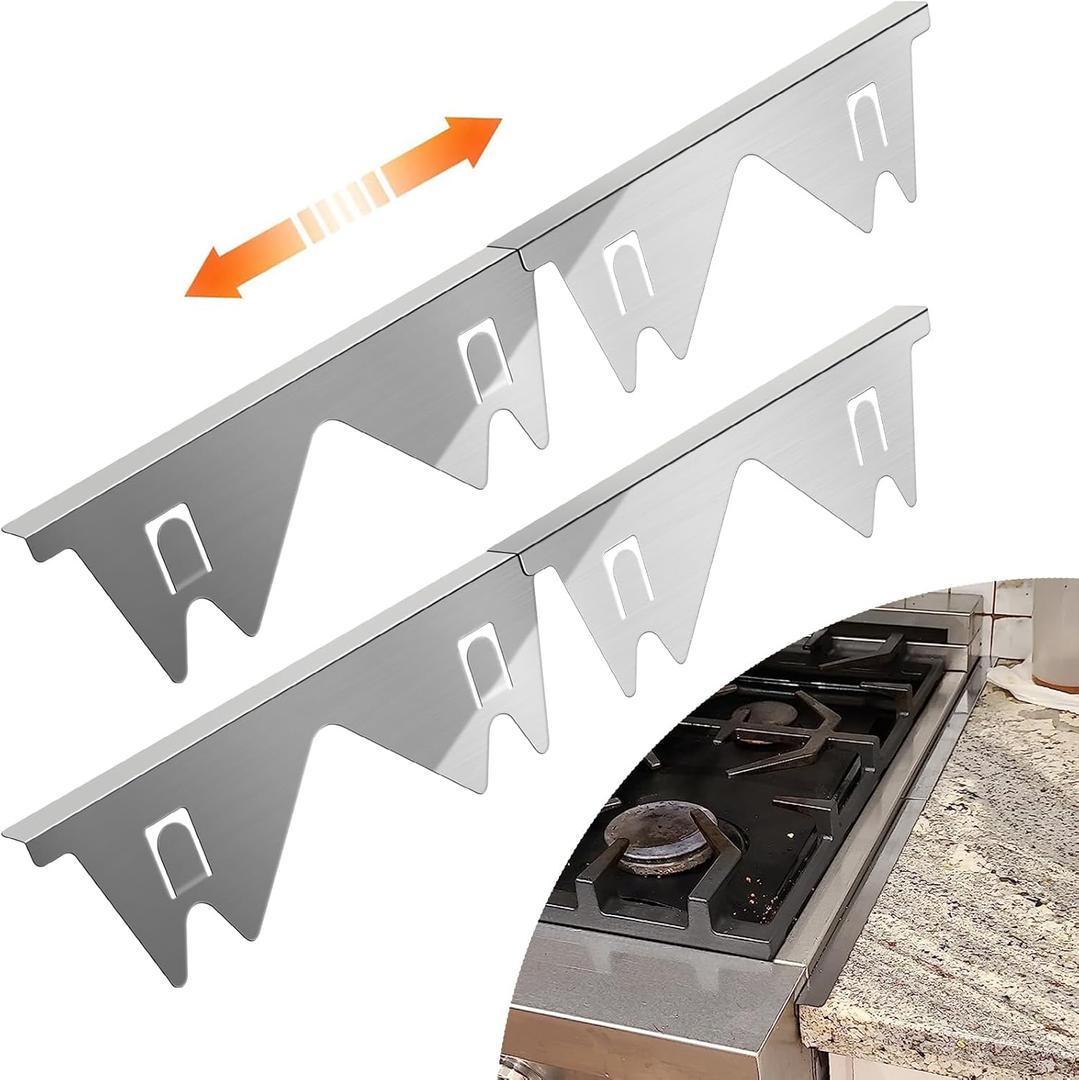 2Pack Stainless Steel Stove Gap Covers, Upgraded Oven Side Gap Filler. Heat-resistant, Attractive and Convenient, 13 to 27.5 In, Ideal for Filling the Gap Between Kitchen Stove and Countertop