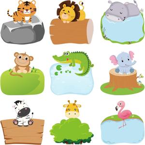 Pajean 45 Pieces Jungle Animal Cutouts Safari Friend Cutouts Colorful Animal Cut Outs Classroom Decoration with Glue Point Dots for Classroom Bulletin Board Safari Animals Theme Party Decor