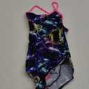 ARENA Girls Feel Soap Bubbles Light Drop Back Athletic One Piece Swimsuit (28, Blue Multi/Shocking Pink)